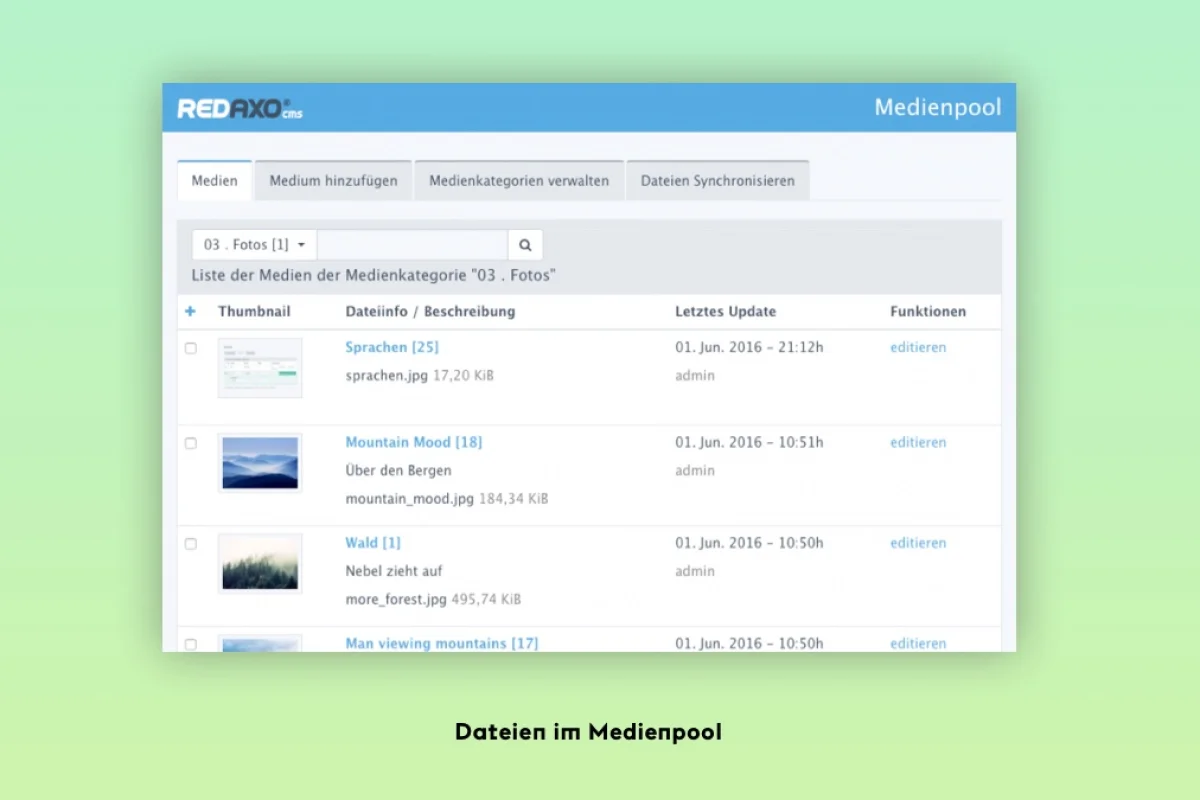 Redaxo CMS Medienpool